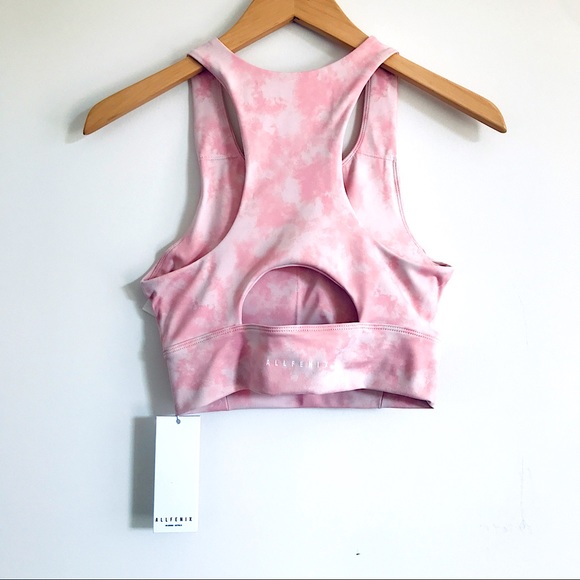 ALL FENIX x ANTHROPOLOGIE BLUSH PINK TIE DYE MOISTURE WICK LONG BRA SIZE MEDIUM - Picture 4 of 14